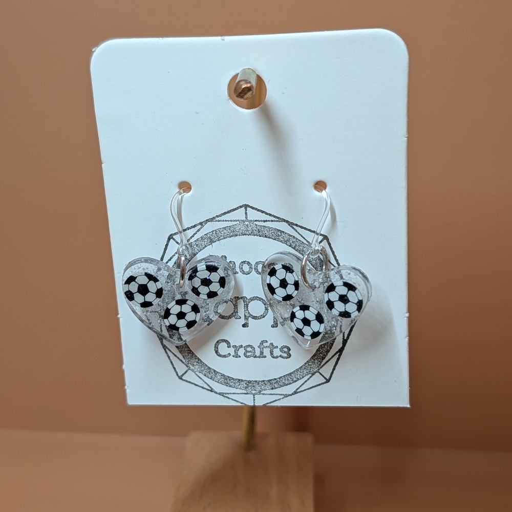 Heart-Shaped Soccer Earrings - Picture 1 of 1